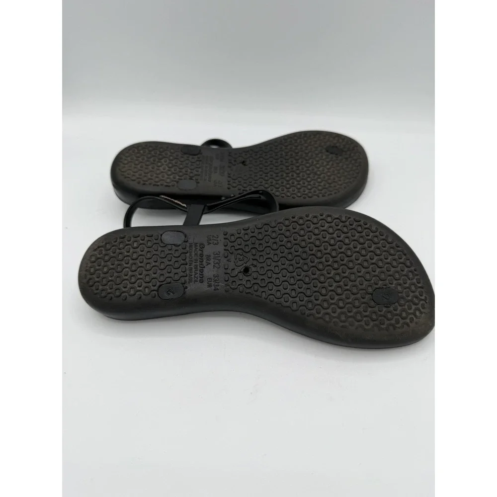 Ipanema Duo Flowers Girls Sandals Strappy Sling Black Beach Flats Size 2/3